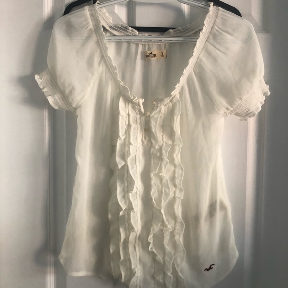 2/$20 Hollister white ruffle blouse - Picture 1 of 2